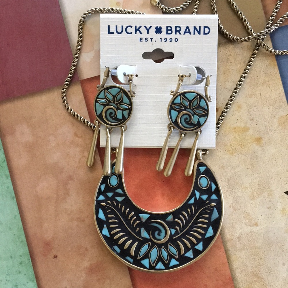 NEW Lucky Brand Adjustable Necklace/Earring Set